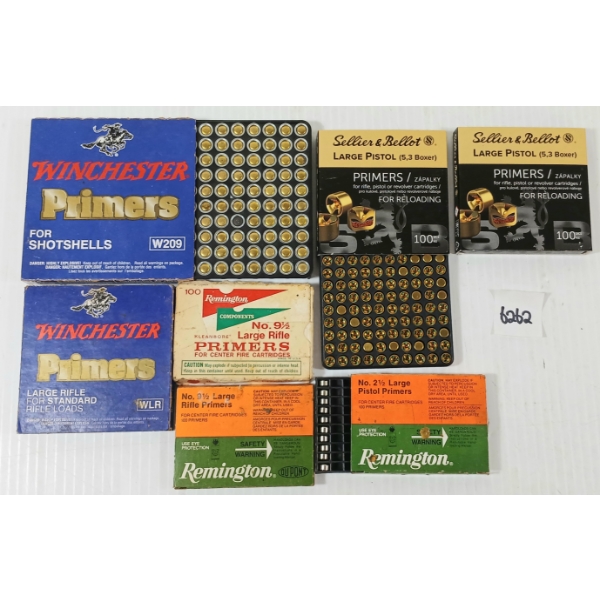 PRIMERS: APPROX 490X MIXED N0. 9 1/2, 2 1/2, LARGE PISTOL & RIFLE PRIMERS