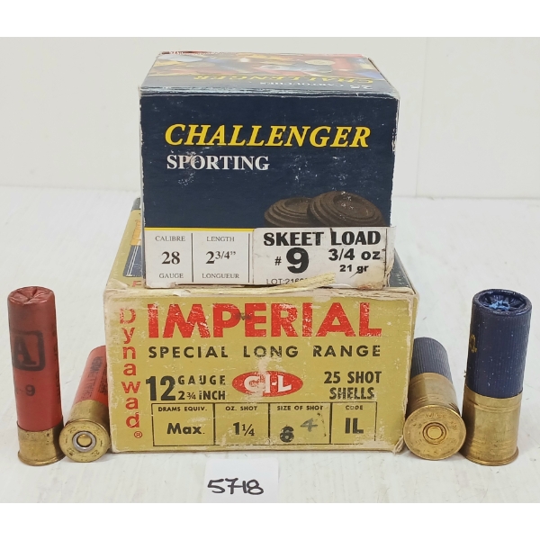 AMMO: 25X CIL IMPERIAL 12GA - 2 3/4IN - #4 SHOT - 25X CHALLENGER 28GA - 2 3/4IN - #9 SHOT