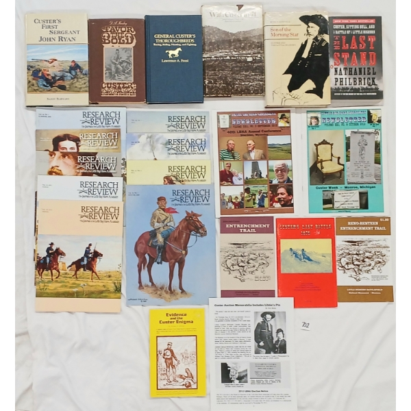 LOT OF 21 - BOOKS, MAGAZINES & GUIDES ON LITTLE BIG HORN & GENERAL CUSTER