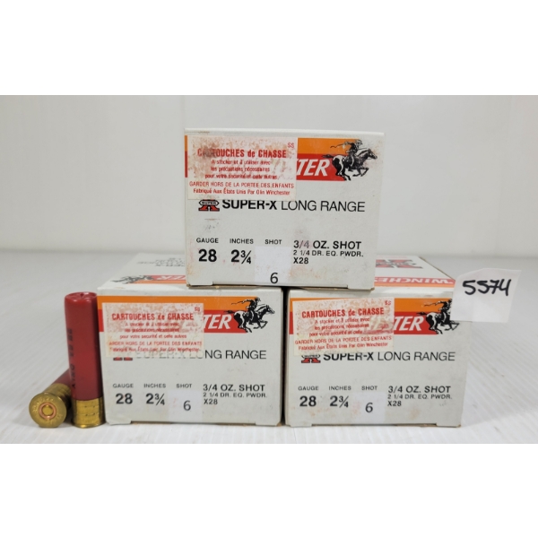 AMMO: 75X WINCHESTER SUPER X LR 28GA - 2 3/4IN - #6 SHOT