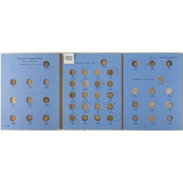 1903-1944 GRT BRITAIN 3 PENCE SILVER COINS BOOKLET