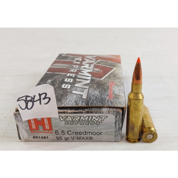 AMMO: 20X HORNADY 6.5CREEDMOOR - 95GR - V-MAX