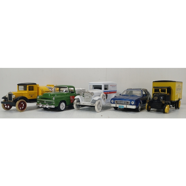 LOT OF 5 - ERTL / LIBERTY / MOTOR MAX DIECAST MODELS - HOME HARDWARE, WHITE ROSE, TSC, ETC