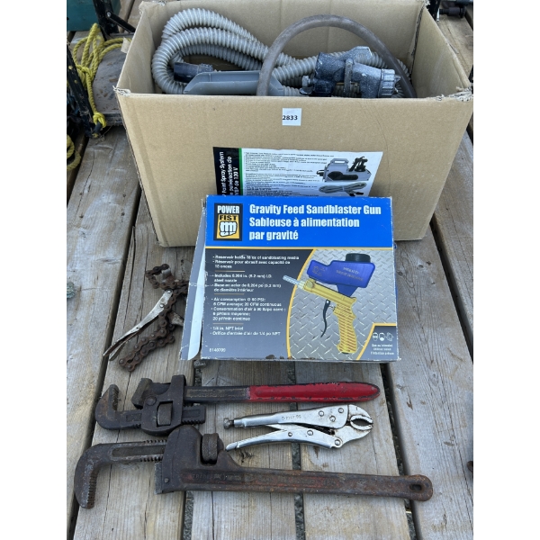 JOB LOT - PAINT SPRAYER, SAND BLASTER, HAND TOOLS