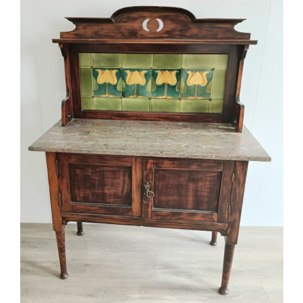 WASHSTAND - TULIP MOTIF - MARBLE COUNTER - C. LATE VICTORIAN ERA