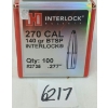 Image 1 : BULLETS: 100X HORNADY INTERLOCK .270CAL - 140GR