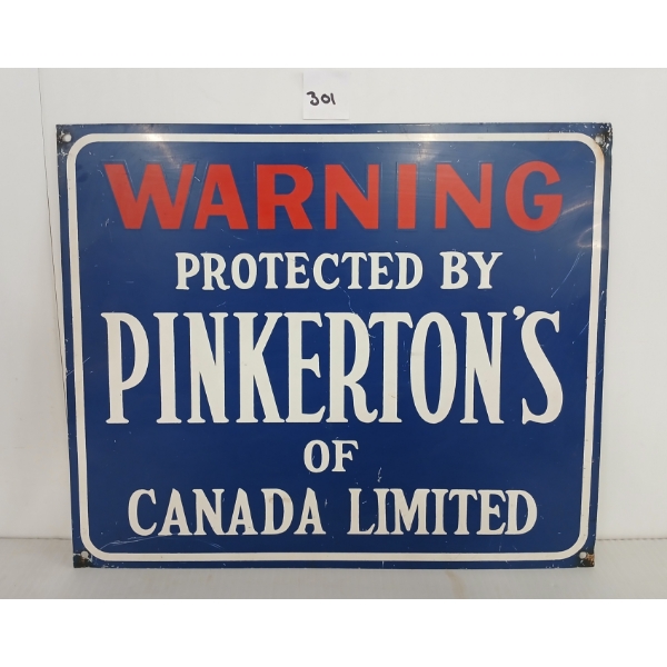 PROTECTED BY PINKERTON'S OF CANADA SST SIGN