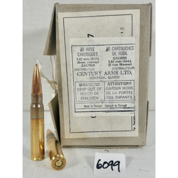 AMMO: 90X FNM 8 MM MAUSER - MILITARY FMJ