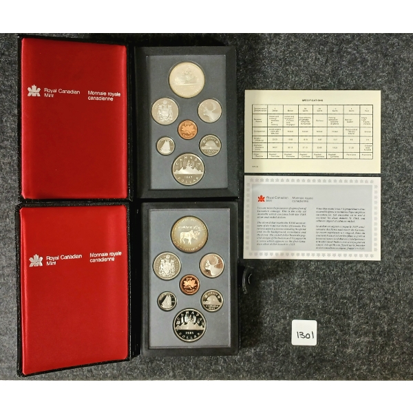 LOT OF 2 - 1985 & 1987 RCM UNCIRCULATED DOUBLE DOLLAR PROOF SETS