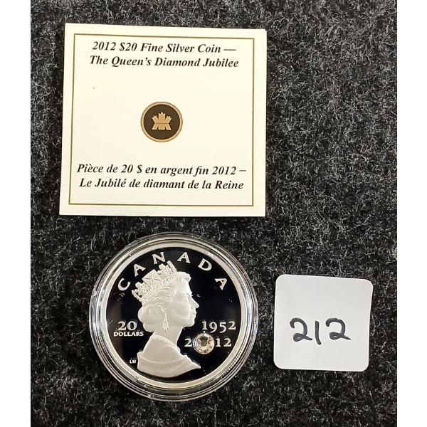 2012 RCM $20 FINE SILVER COIN - THE QUEEN'S DIAMOND JUBILEE