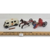 Image 1 : LOT OF 2 - CAST IRON HORSE DRAWN FIRE WAGON & MIMIC TOYS TIN FRICTION AMBULANCE 
