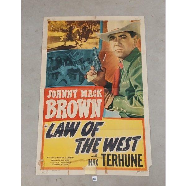 "JOHNNY MACK BROWN IN LAW OF THE WEST WITH MAX TERHUNE" MOVIE POSTER