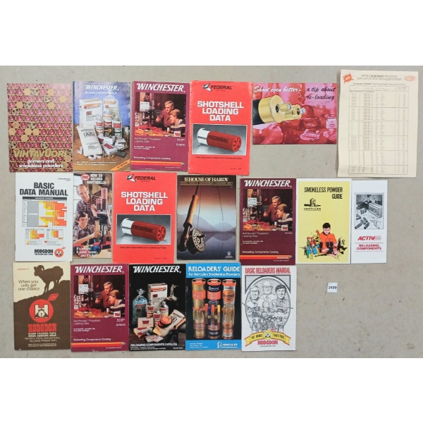 LOT OF 18 - RELOADING REFERENCE MANUALS - "FEDERAL SHOTSHELL LOADING DATA," ETC