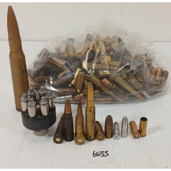 AMMO / BRASS / BULLETS: QTY OF MISC RNDS - INCL .30-30, 9MM, 6.5X55, ETC - 6LBS