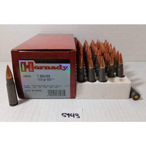 AMMO: 50X HORNADY 7.62X39 - 123GR - SST