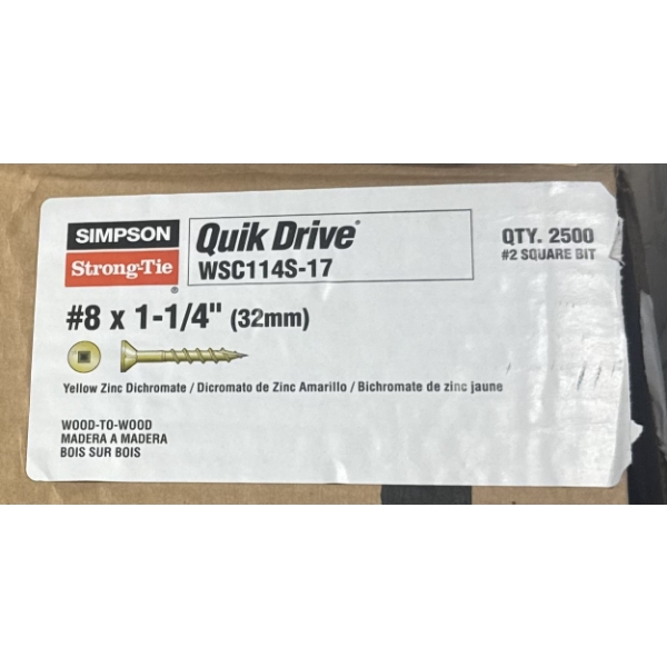 WOOD-TO-WOOD SCREWS - 1 1/4 INCH - 2500 QTY