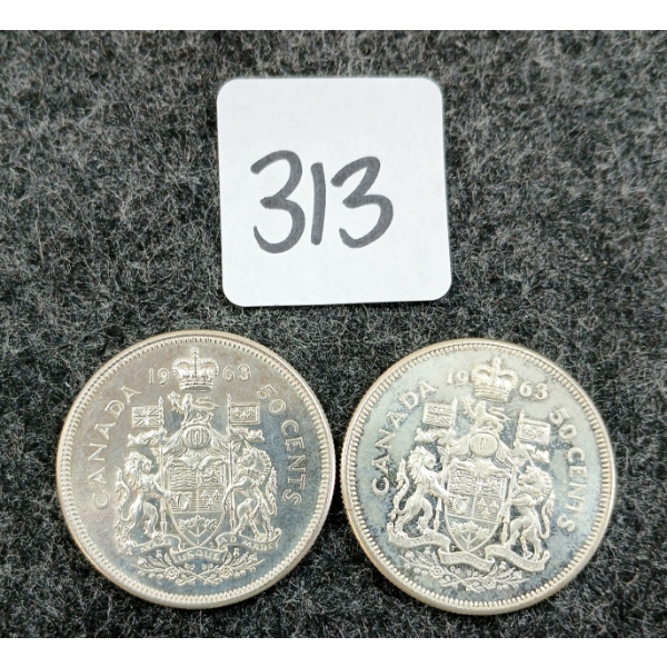 LOT OF 2 - 1963 CDN 50 CENT COINS