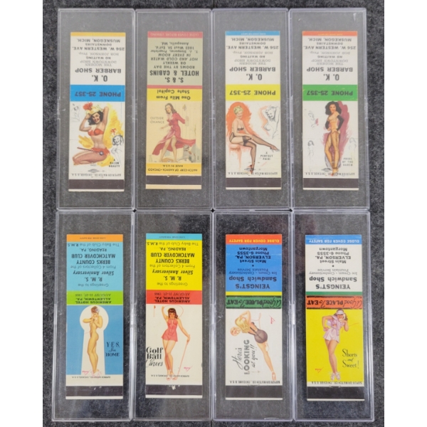 LOT OF 8 - PIN-UP ADVERTISING MATCHBOOK PACKAGES - MATCH CORP, ETC