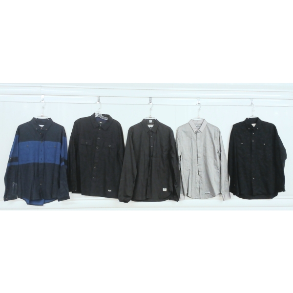 LOT OF 5 - LIFETIME, PENFIELD & CLASSIFIED MEN'S MEDIUM BUTTON-UP LONG SLEEVE SHIRTS