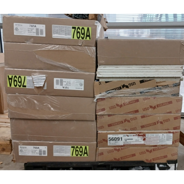 JOB LOT - ARMSTRONG CORTEGA CEILING TILES & METAL GRID SUPPORTERS