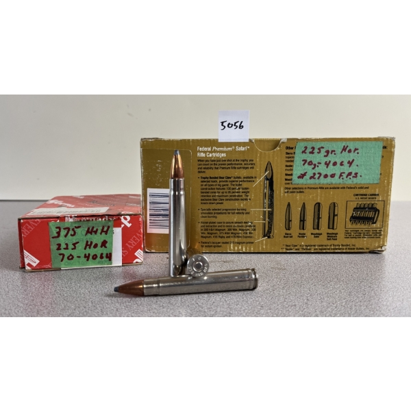 AMMO: 28X .375 H&H 225GR. HORNADY - RELOADS