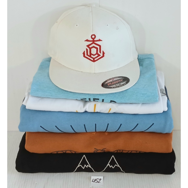 LOT OF 6 - MEN'S POLER & PENFIELD T-SHIRTS & SWEATSHIRTS W/ FLEXFIT HAT