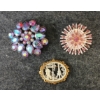 Image 1 : LOT OF 3 - RHINESTONE FLOWERS & PARIS SCENE BROOCHES