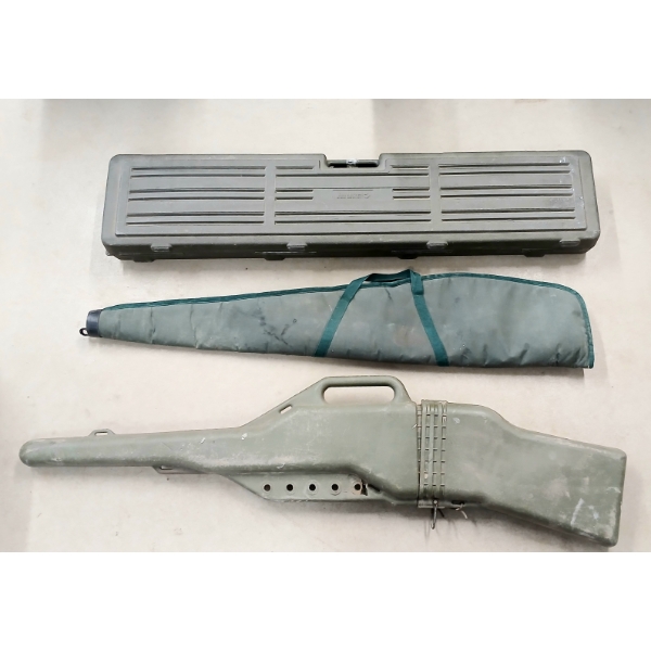LOT OF 3 - HARD & SOFT GUN CASES - INCL GUN LOCKER