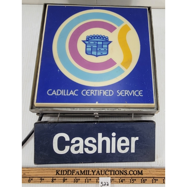 CADILLAC SERVICE CASHIER DBL SIDED LIGHT UP SIGN