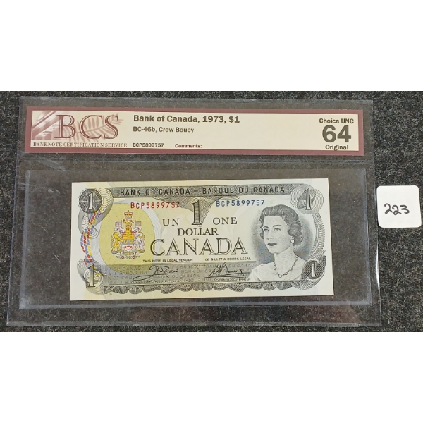 1973 CDN $1 BANKNOTE - BCS GRADED