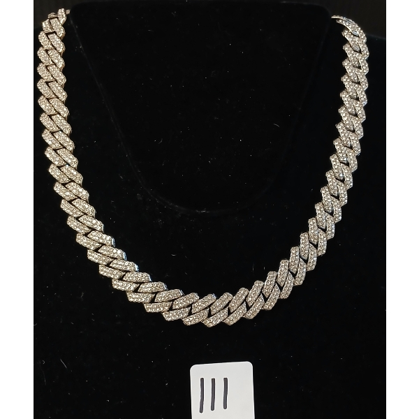 PLATINUM PLATED SIMULATED DIAMOND (CZ) ICED OUT CUBAN LINK NECKLACE