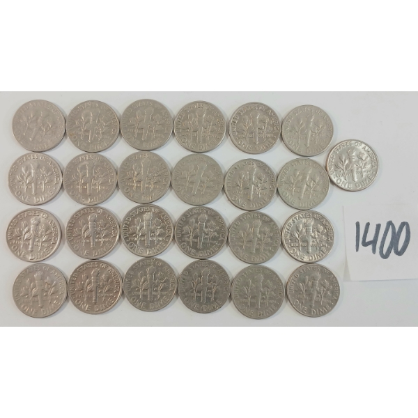 LOT OF 25 - 1965-1984 US DIMES
