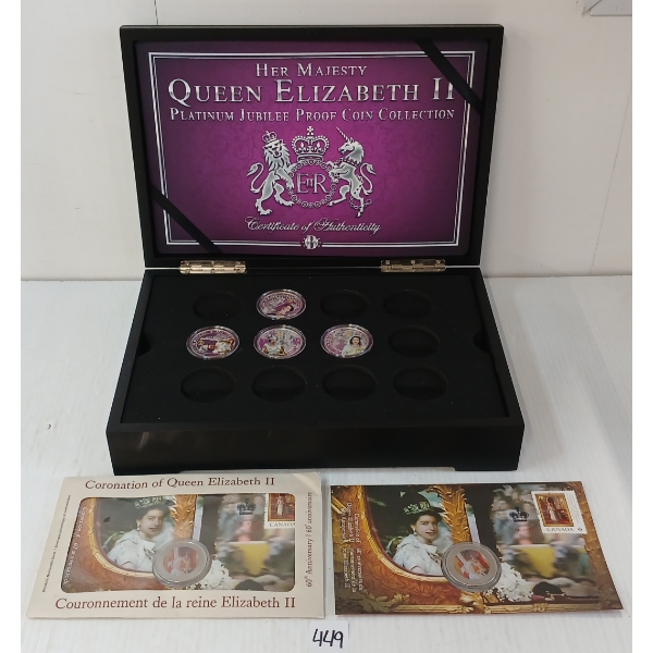 LOT OF 3 - QUEEN ELIZABETH II PLATINUM JUBILEE PROOF COIN COLLECTION & 2013 25 CENT CORONATION COINS