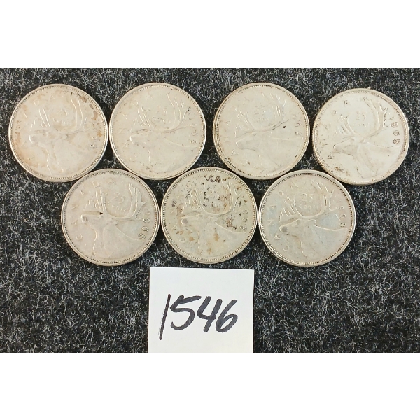 LOT OF 7 - 1968 CDN 25 CENT SILVER COINS
