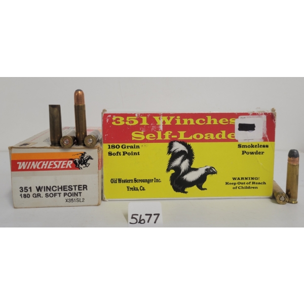 AMMO/BRASS: 37X LIVE & 2X BRASS .351 WSL 180GR. 