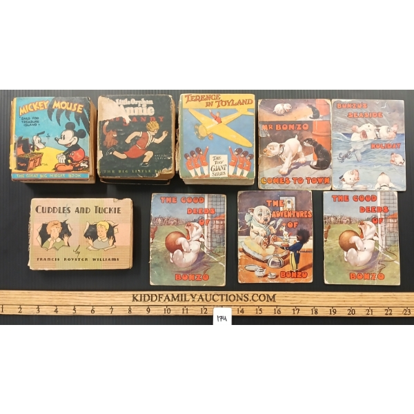 LOT OF 9 - BIG LITTLE BOOKS - BONZO'S SEASIDE HOLIDAY, CUDDLES & TUCKIE, MICKEY MOUSE, ETC
