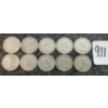 Image 2 : LOT OF 10 - 1942-1965 CDN 10 CENT COINS