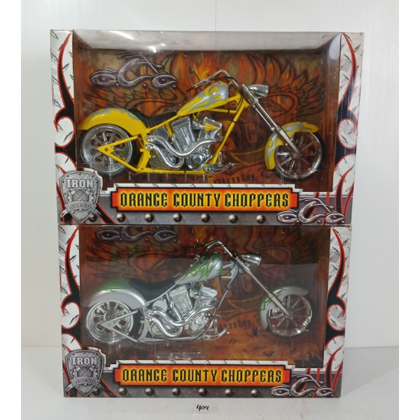 LOT OF 2 - IRON LEGENDS DIE CAST ORANGE COUNTY CHOPPERS MODELS