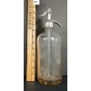 Image 4 : ZARROW BOTTLING WORKS - CLEAR ACID-ETCHED - SELTZER BOTTLE W/ BOURNISHED METAL HOLDER
