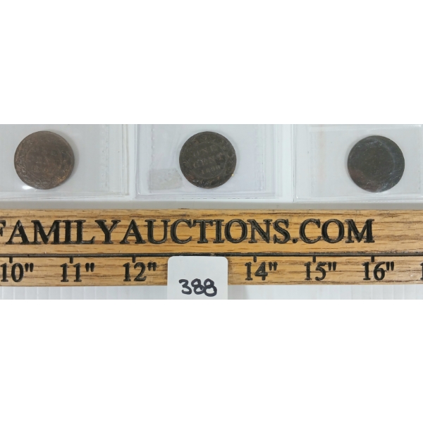 LOT OF 3 - 1859-1901 CDN 1 CENT COINS - ICCS GRADED