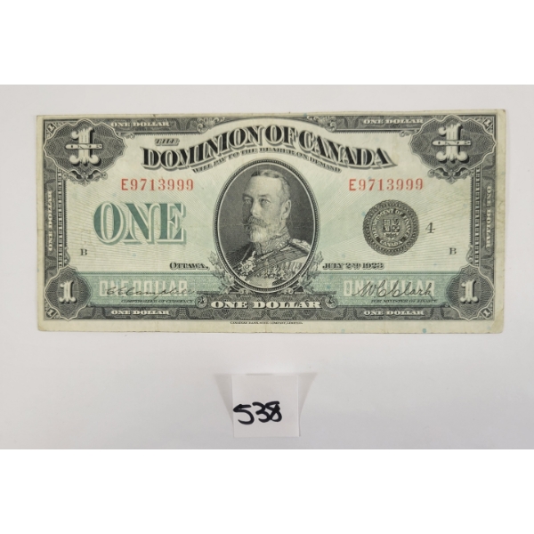 1923 DOMINION OF CANADA $1 HORSE BLANKET