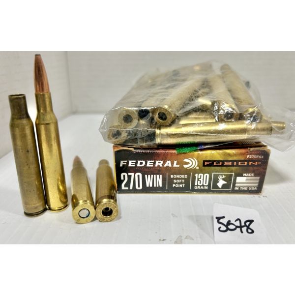 AMMO / BRASS: 20X LIVE & 30X BRASS .270 WIN - 130 GR SP