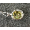 Image 7 : STERLING SILVER NECKLACE W/ PERIDOT & DIAMOND OVAL PENDANT