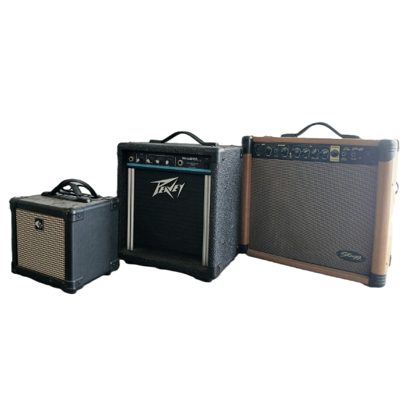 LOT OF 3 - MICROBASS BASS AMP, GF ELECTRIC GUITAR AMP & 40AAR STAGG SYSTEM