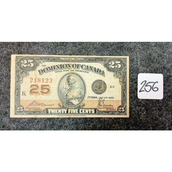 1923 DOMINION OF CANADA 25 CENT SHINPLASTER
