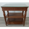 Image 3 : WALNUT FRENCH ART NOUVEAU SIDE TABLE W/ GLASS TOP