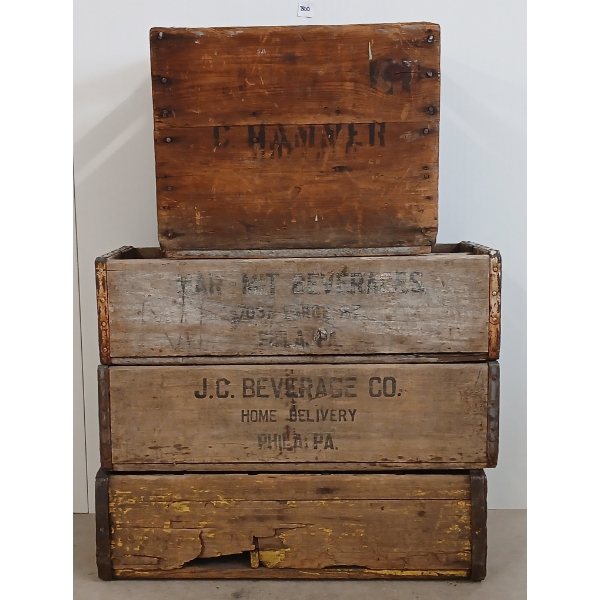 LOT OF 4 - MISC CRATES - INCL J.C. BEV CO.