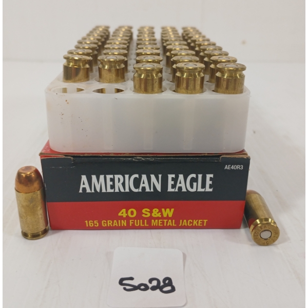 AMMO: 50X AMERICAN EAGLE .40 S&W - 165GR - FMJ