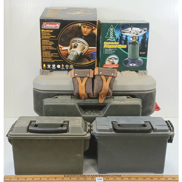 JOB LOT - WOODS SINGLE-BURNER PROPANE STOVE, COLEMAN BLACKCAT HEATER, ETC - SEE ALL PICS