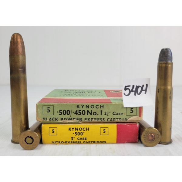 AMMO: 10X KYNOCH .500 & .500/.450 - 3 & 2-3/4IN - NITRO-EXPRESS & BLACK POWDER EXPRESS